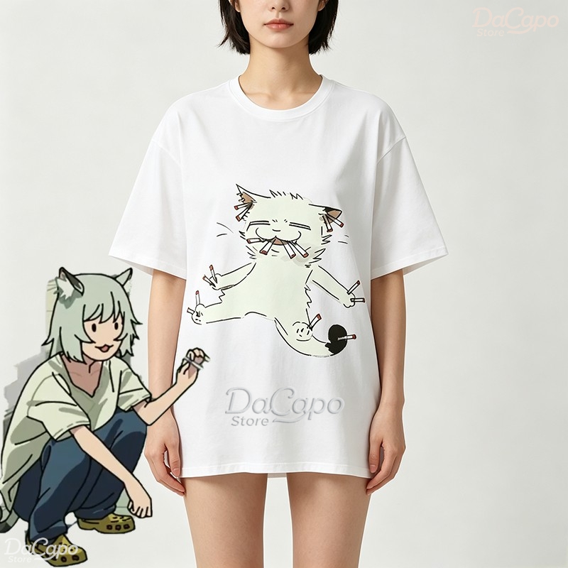 Chainsmoker Cat Yaniko Satou C - Anime Merchandise Shirt ulasan dan harga